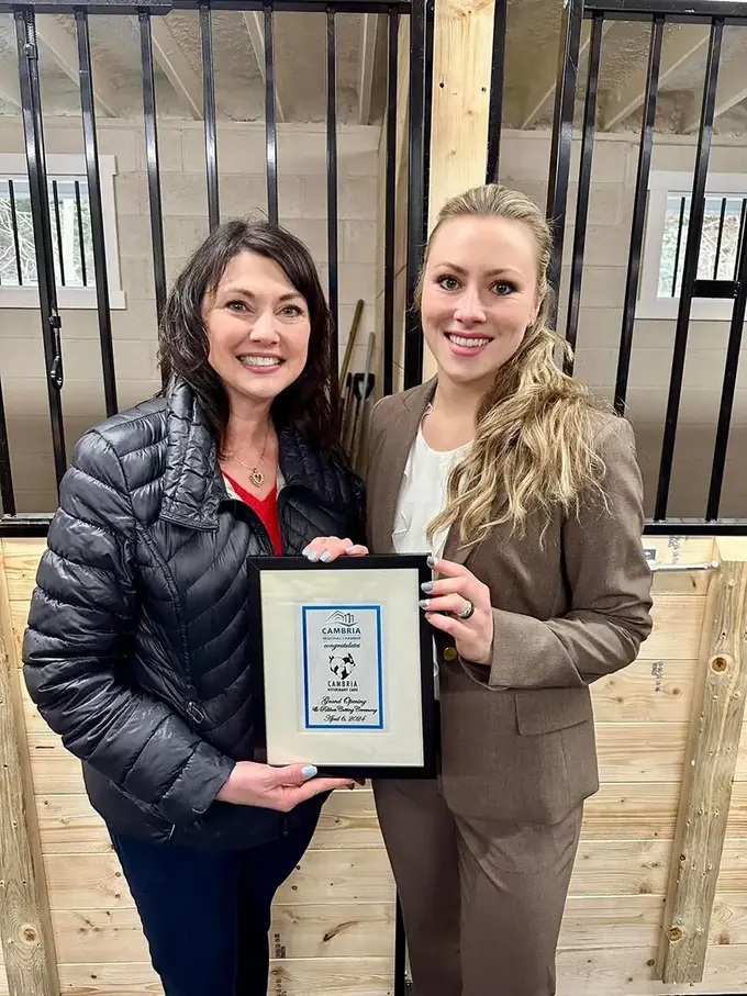 Dr. Aubrey Vena receiving a Large Animal Clinic recognition