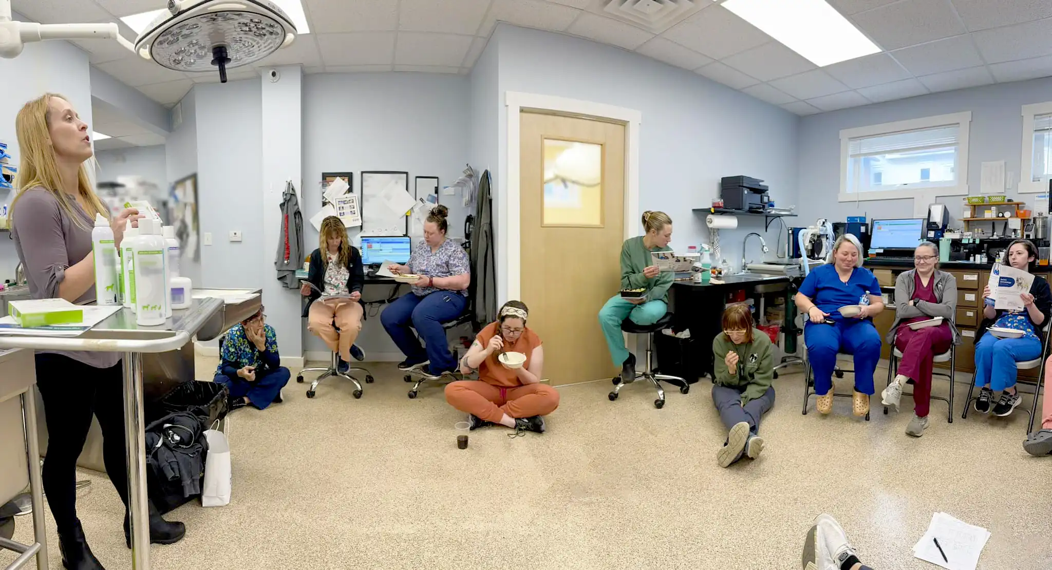 Cambria Veterinary Care staff gathered in the clinic